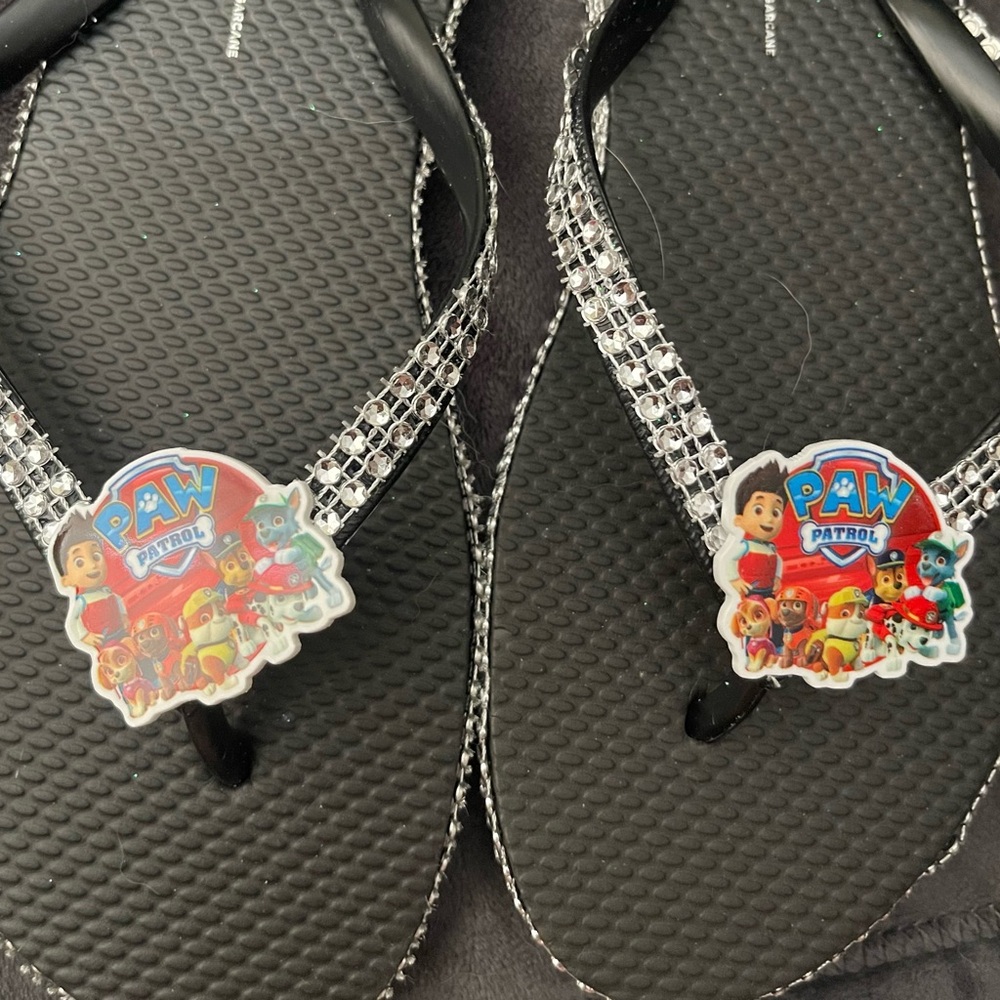 Paw Patrol Flip Flops - Black and Silver